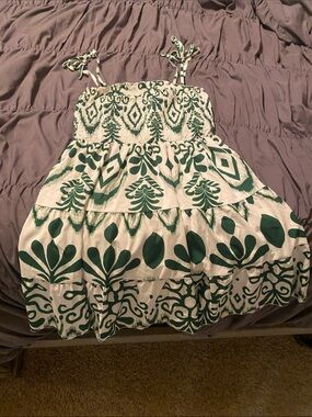 Women’s White and Green Sundress 
Flowy and resort ready